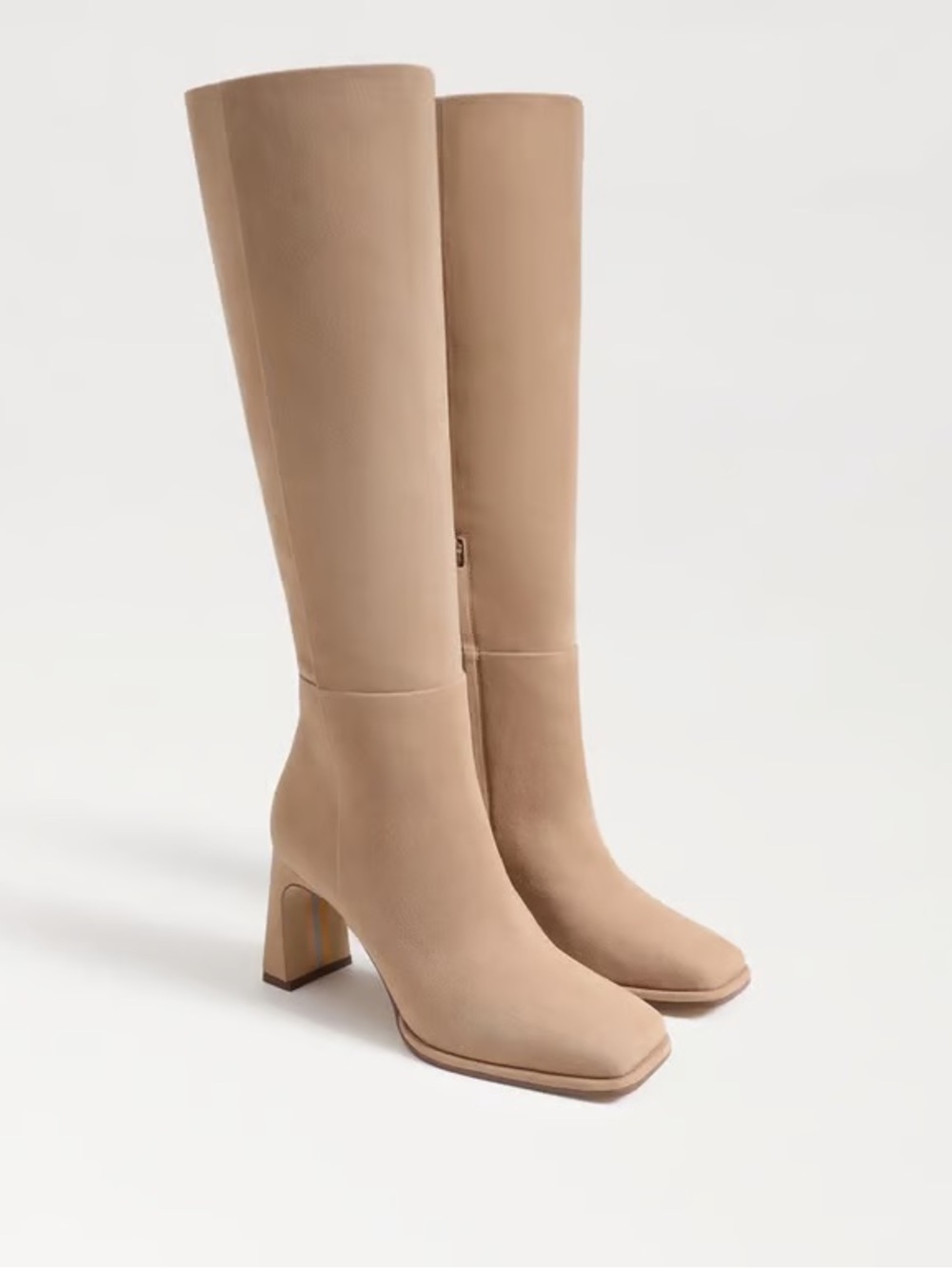 NIB SAM EDELMAN Issabel Cream Suede Heeled Knee High Boots